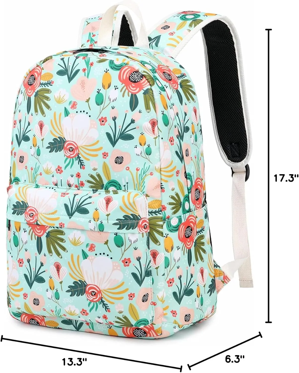 Octsky Kids Backpack for Girls Teens Elementary Middle School Bookbags Childs Back to School Bag with Lunch Box, Light green/Multi, One Size
