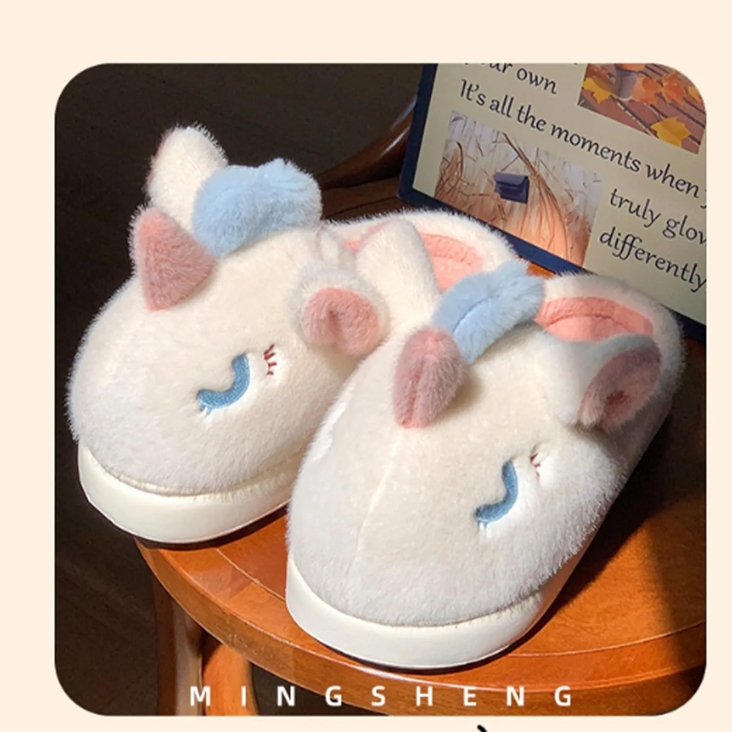 Odd clown couple cotton slippers female new winter net red men's cotton shoes indoor home wear thick bottom heightened