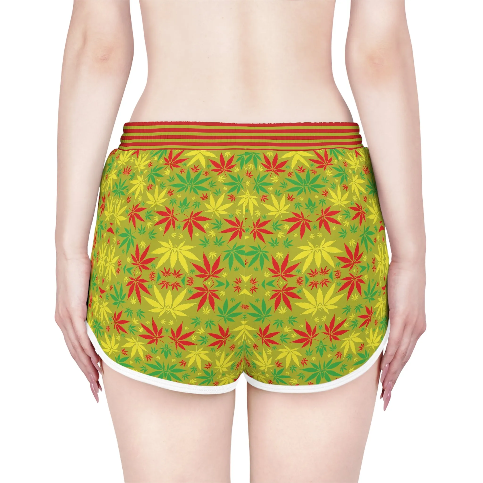 Olive Glow Tropical Rasta Toned Relaxed Gym Shorts