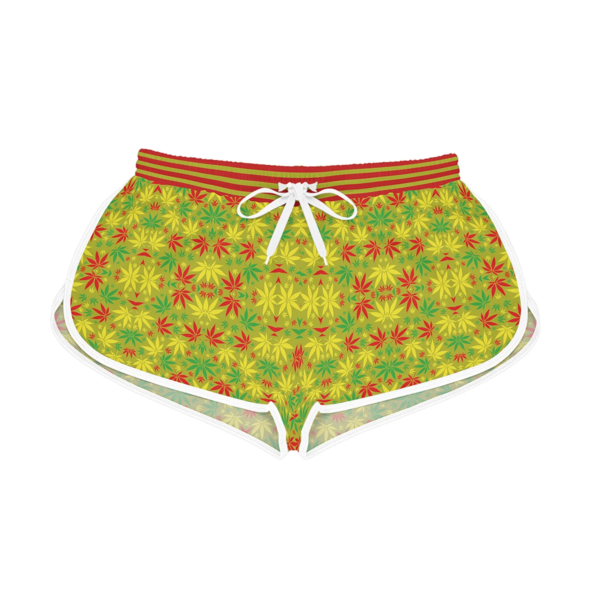 Olive Glow Tropical Rasta Toned Relaxed Gym Shorts