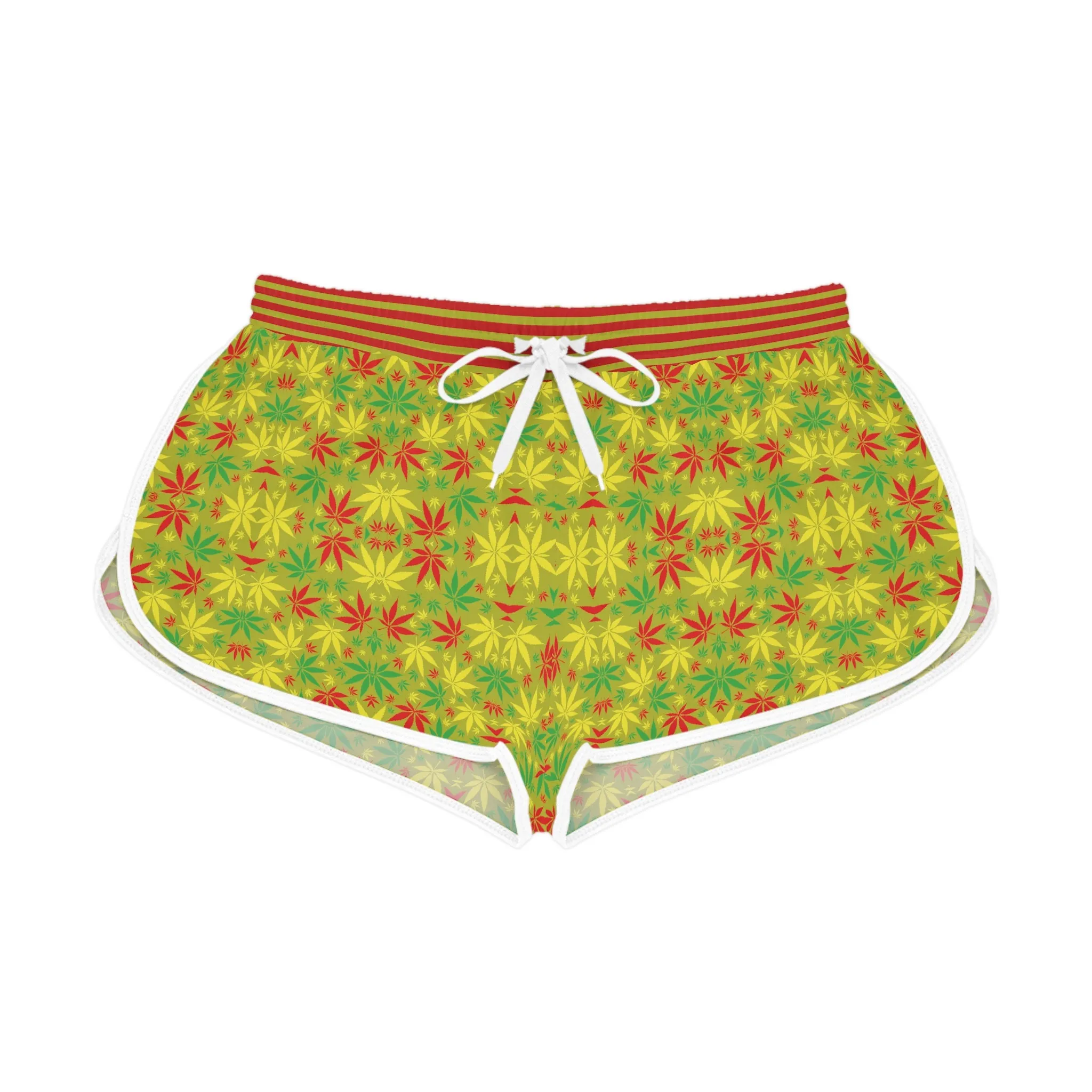 Olive Glow Tropical Rasta Toned Relaxed Gym Shorts