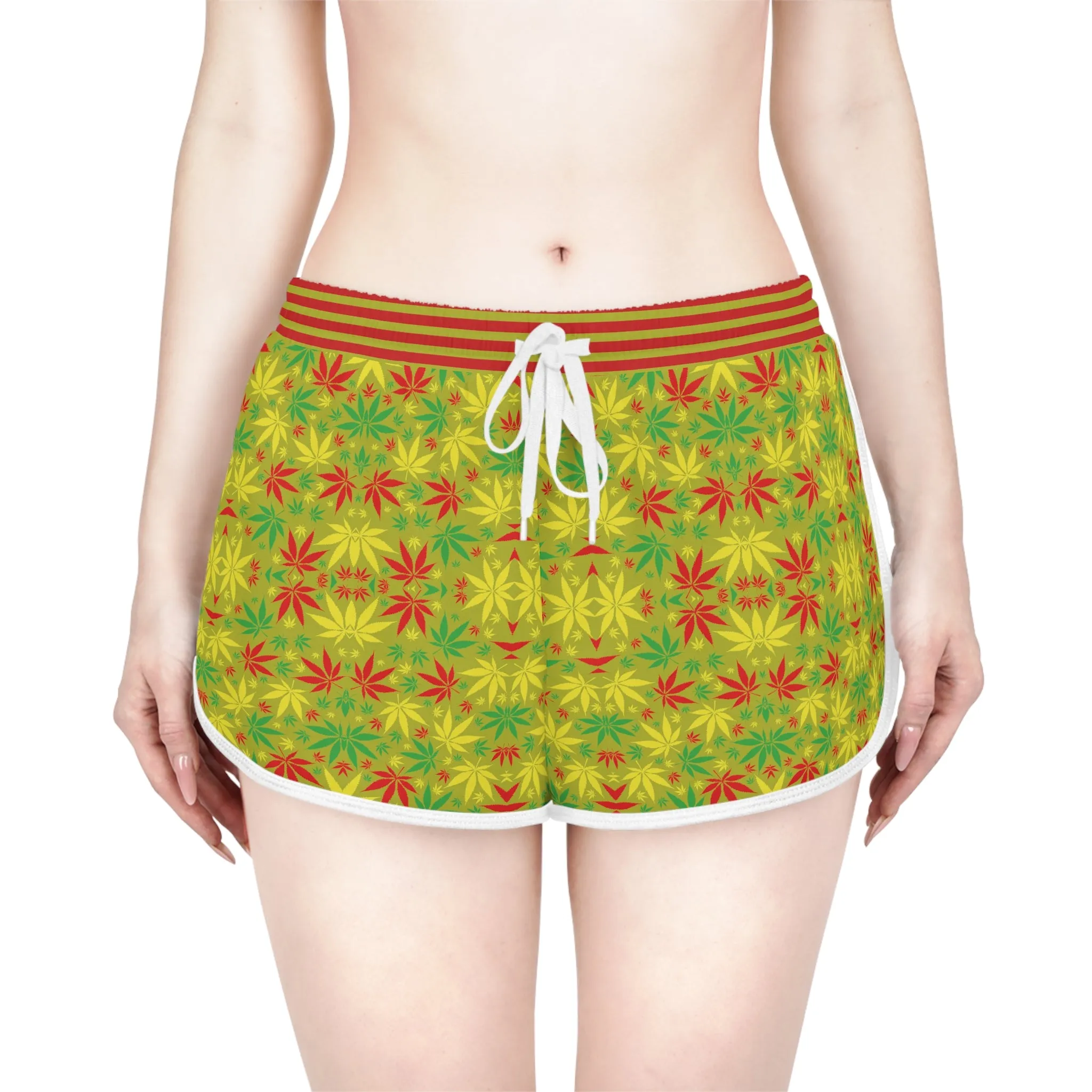 Olive Glow Tropical Rasta Toned Relaxed Gym Shorts