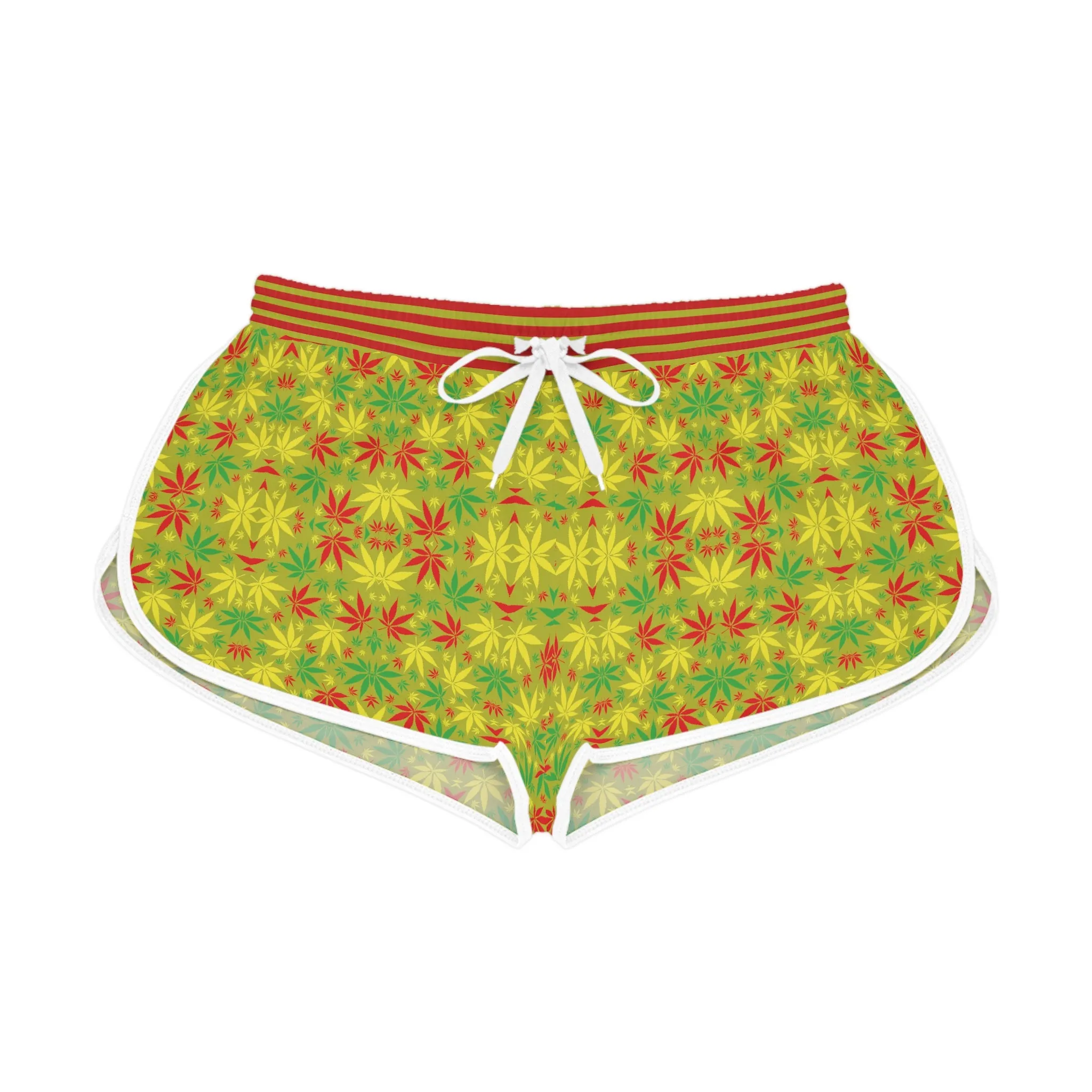 Olive Glow Tropical Rasta Toned Relaxed Gym Shorts
