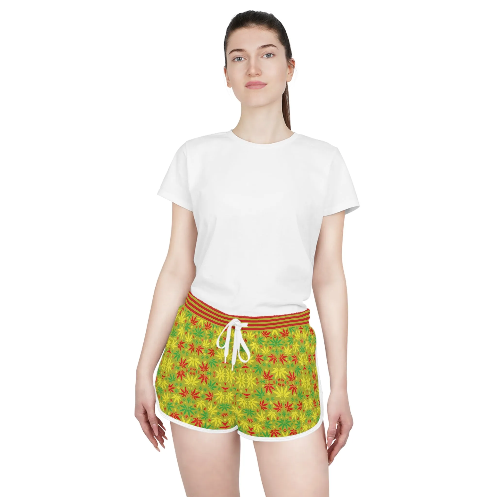 Olive Glow Tropical Rasta Toned Relaxed Gym Shorts