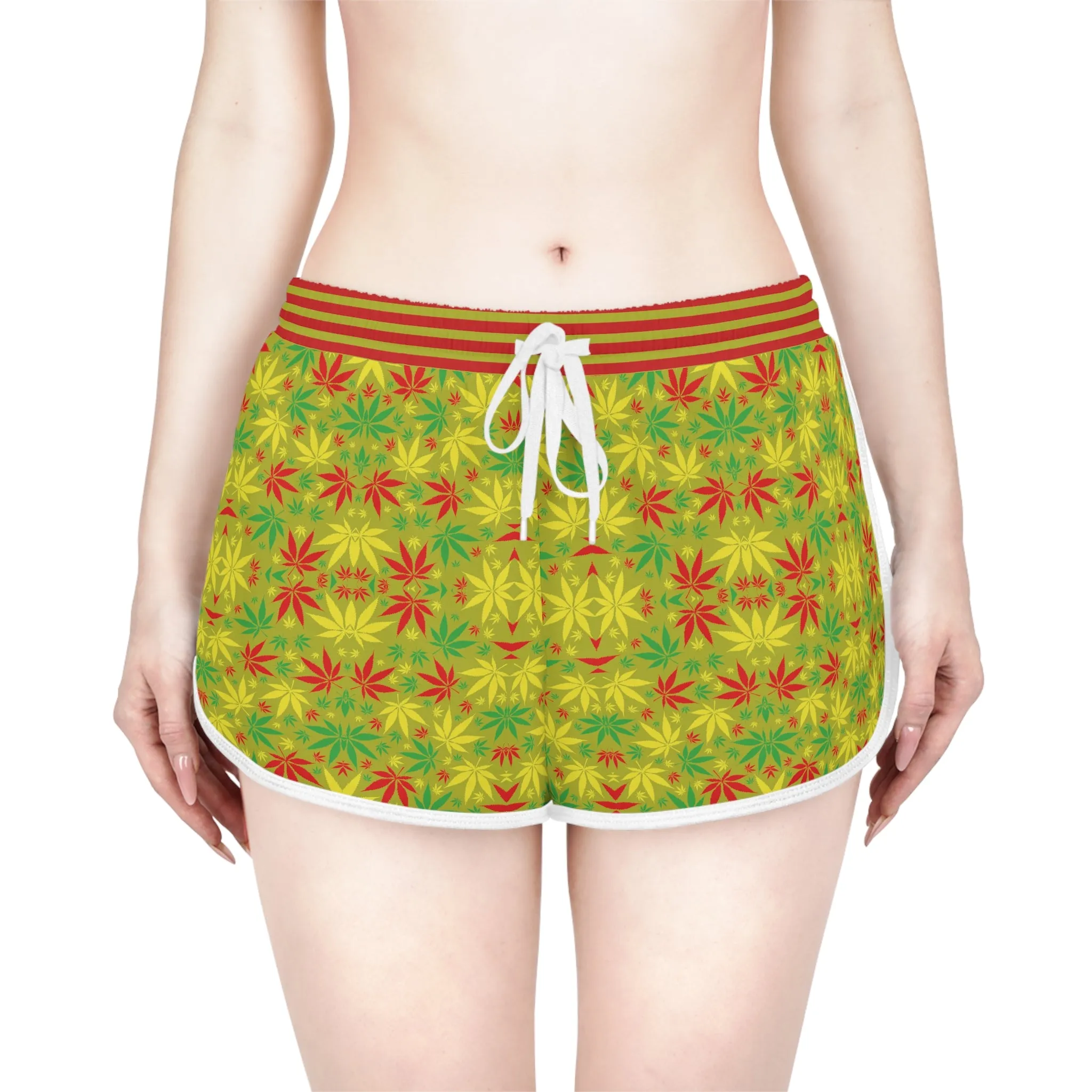 Olive Glow Tropical Rasta Toned Relaxed Gym Shorts