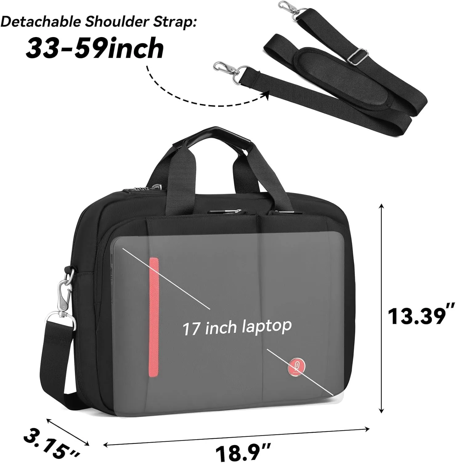 Omnpak 17.3 inch Laptop Bag,Laptop Briefcase with Combination Lock, Anti Theft Business Office Bag,Satchel Bags for Men,Water-Repellent Gaming Computer Bag for Women Locking Notary Bag,Hippa Bag
