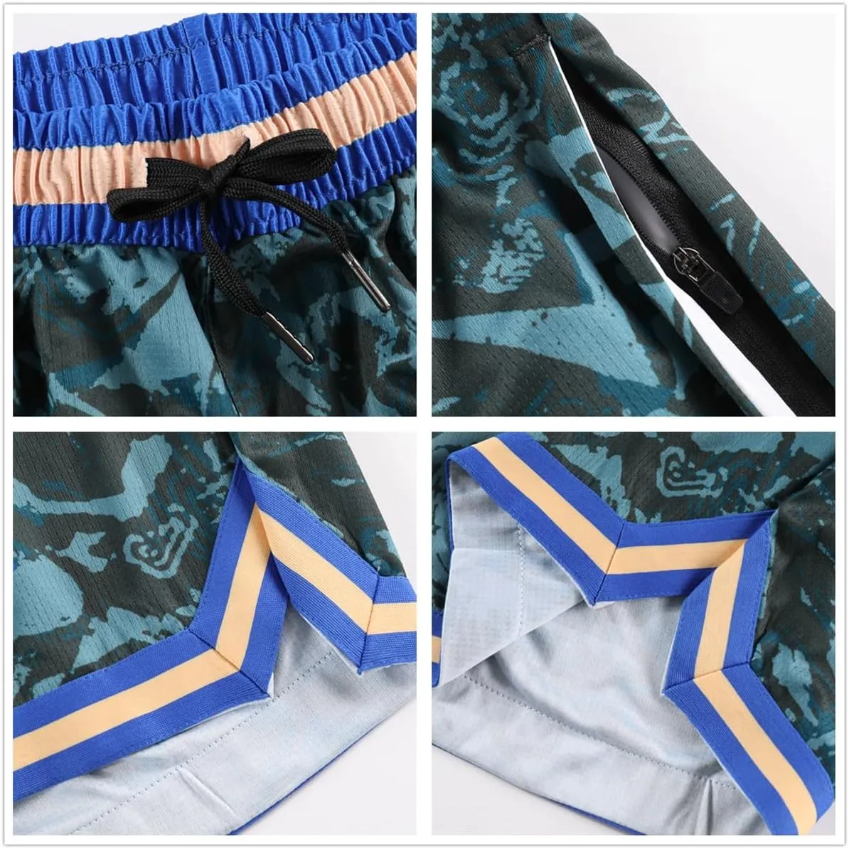 OPALOS 3 Pack Basketball Shorts for Men with Zipper Pockets,Active Athletic Shorts