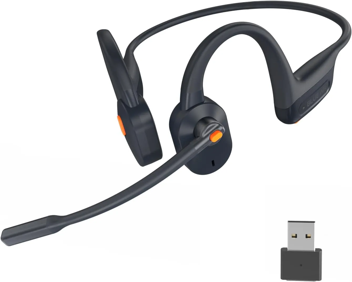 Open Ear Bluetooth Headsets with Microphone, Wireless Computer Headphone with Mic for PC Mac Laptop, Office Home Online Class Open-Ear Headset (Gray, Headset   Dongle)