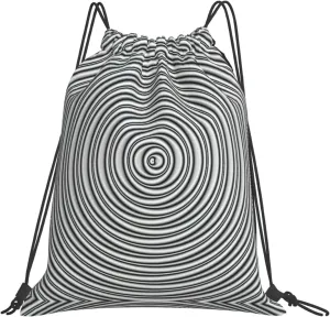 Optical Spin Illusion print Casual drawstring backpack fitness bag, fashionable, fit for sports travel and daily use