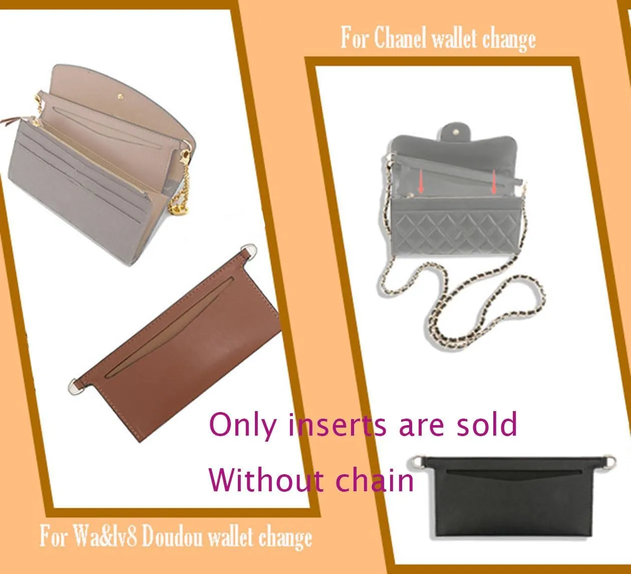 Organizer insert of wallet accessories kit-Emily wallet for Sarah bag, inner bag, 3015-red