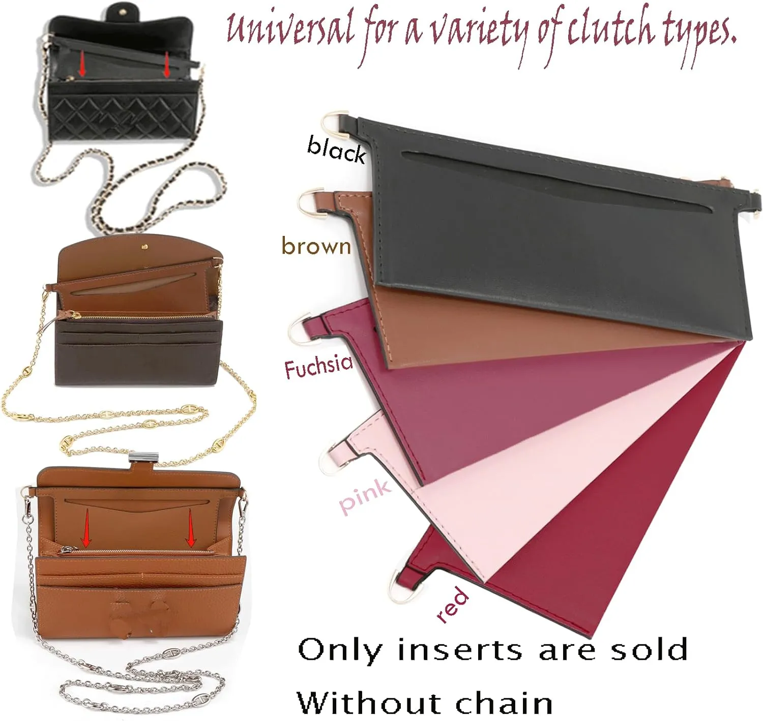 Organizer insert of wallet accessories kit-Emily wallet for Sarah bag, inner bag, 3015-red