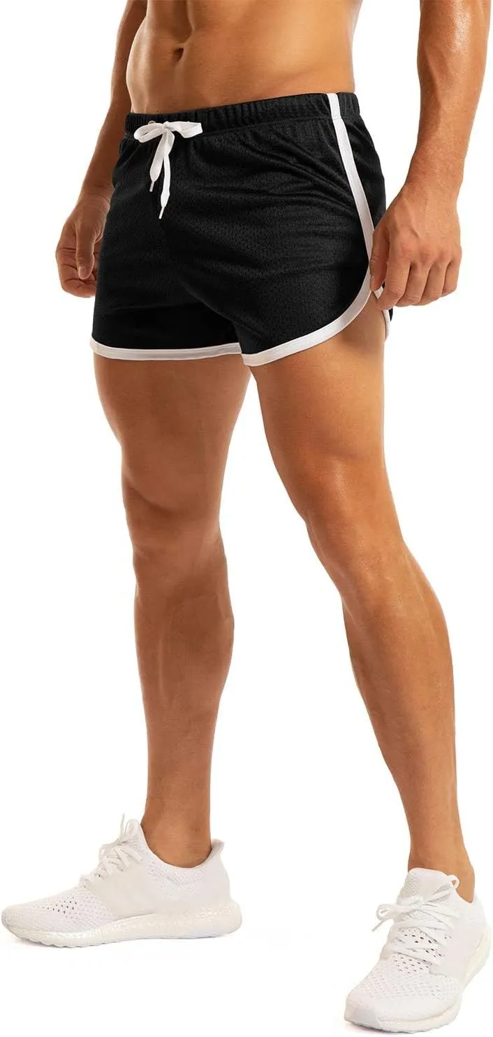 Ouber Men's Fitted Shorts Bodybuilding Workout Gym Running Tight Lifting Shorts