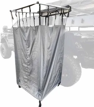 Overland Vehicle Systems HD Nomadic Car Side Shower Room with Black 1000G PVC Travel Cover, Universal L - Brackets, Dark Grey Body with Silver Inner Lining