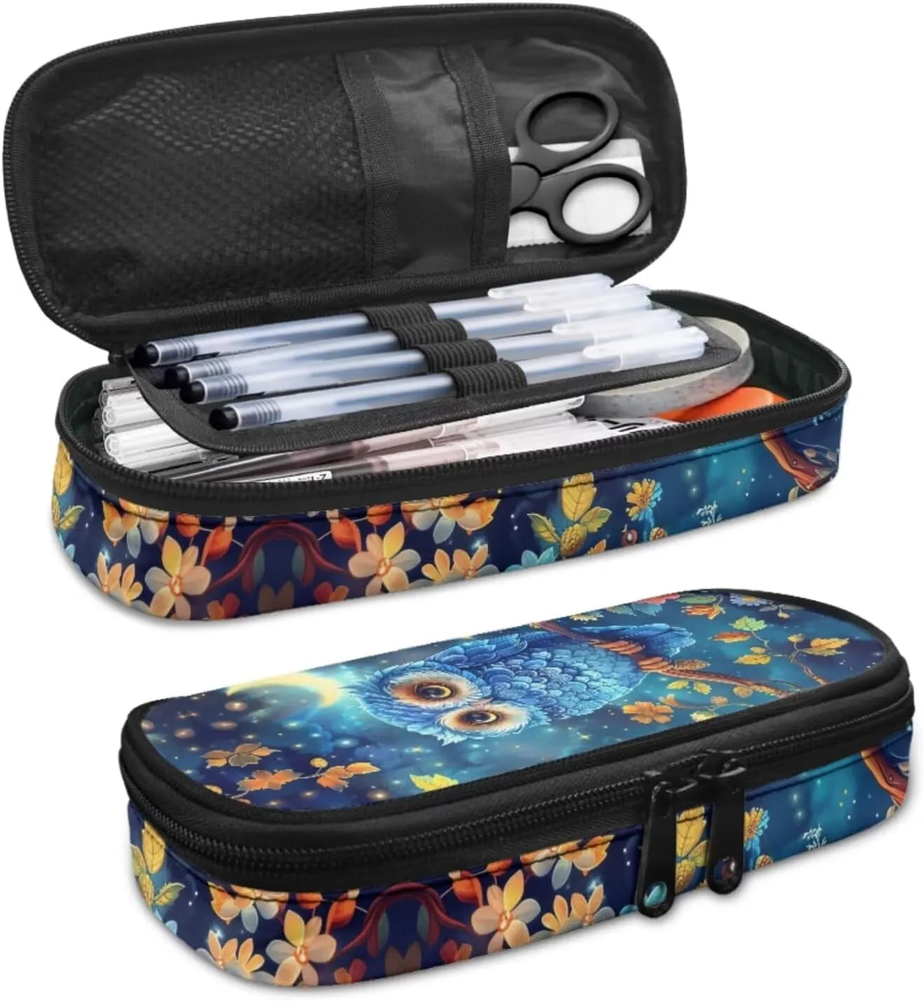 Owl Print Backpacks for School Girls with Lunch Box Grades 4 to 8 Reusable Lunch Bags for Kids and Pencil Pouches Fit Middle School Secondary Schools