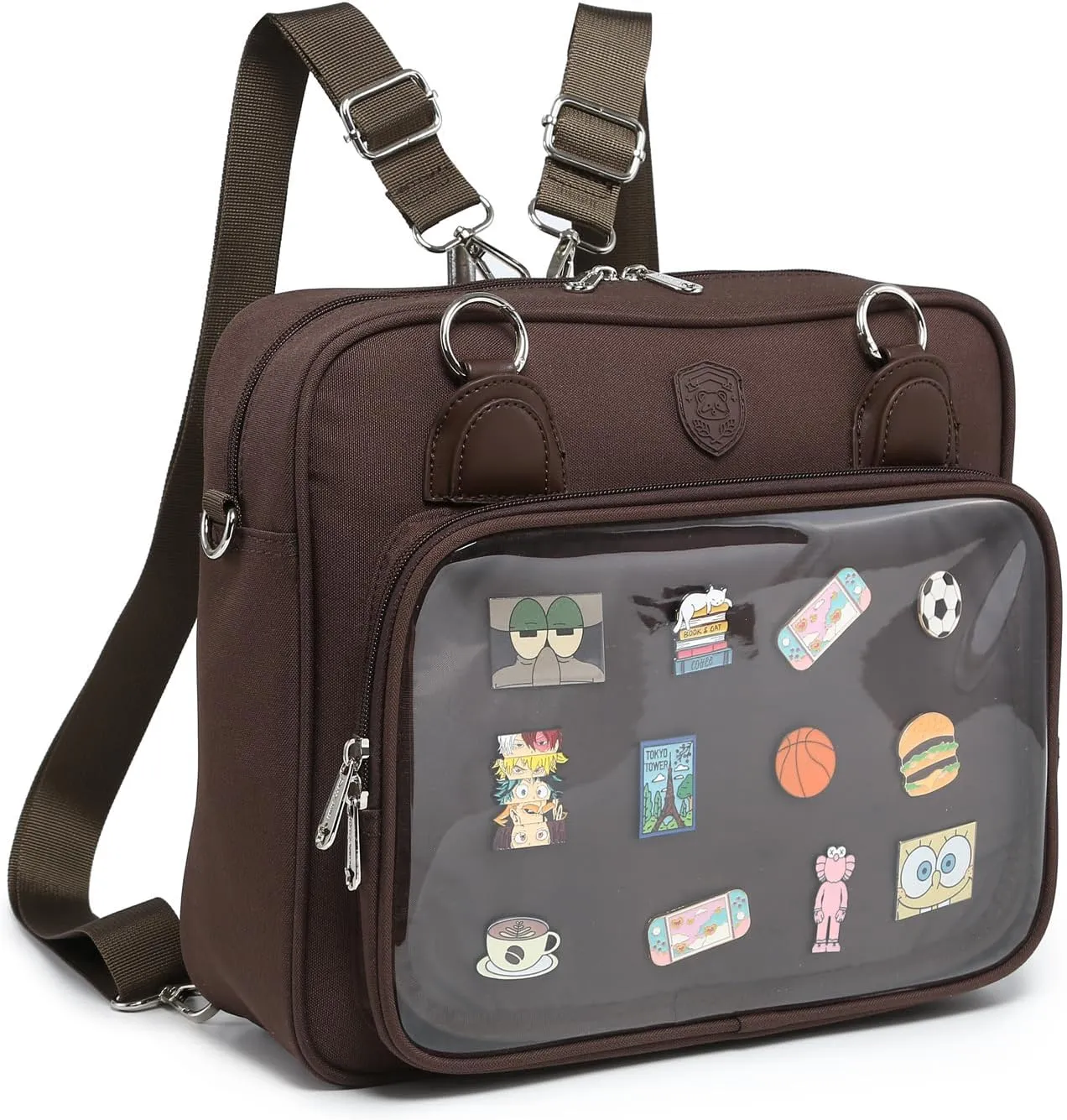 Oxford Ita Bag Crossbody Shoulder Bag Satchel Messenger Backpack Multi-Purpose Pins Display