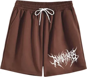 OYOANGLE Men's Graphic Drawstring Shorts Athletic Sport Gym Workout Shorts