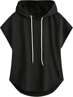 OYOANGLE Men's Workout Hooded Tank Tops Sleeveless Drawstring Hoodies Bodybuilding Muscle Shirts