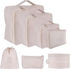 Packing Cubes for Travel Bags Suitcase Organizer Travel Cubes for Packing Luggage Organizer Bags for Packing Gifts for Men (Beige 7 Pcs)