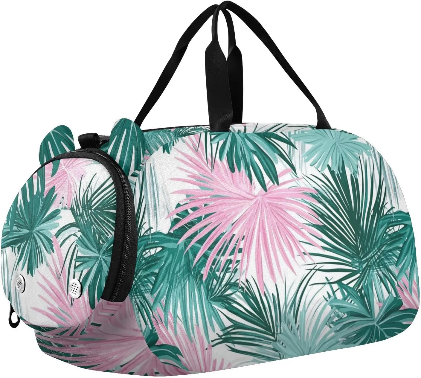 Palm Leaf Green Boy's Gym Duffel Bag with Shoes Compartment Lightweight Carry On Weekender Bag for Travel, Swimming, Dance, Ballet