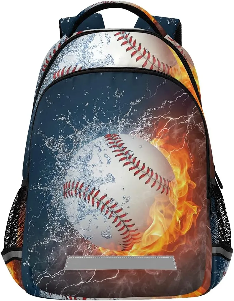 panksolu Baseball Water Fire Backpacks Lightweight Laptop Backpack School Book Bag Travel Hiking Daypack for Women Men Kids…