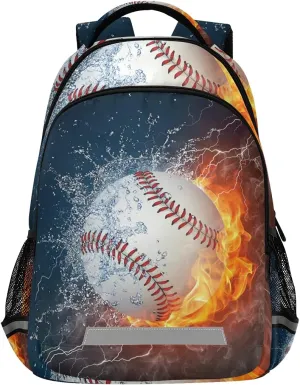 panksolu Baseball Water Fire Backpacks Lightweight Laptop Backpack School Book Bag Travel Hiking Daypack for Women Men Kids…