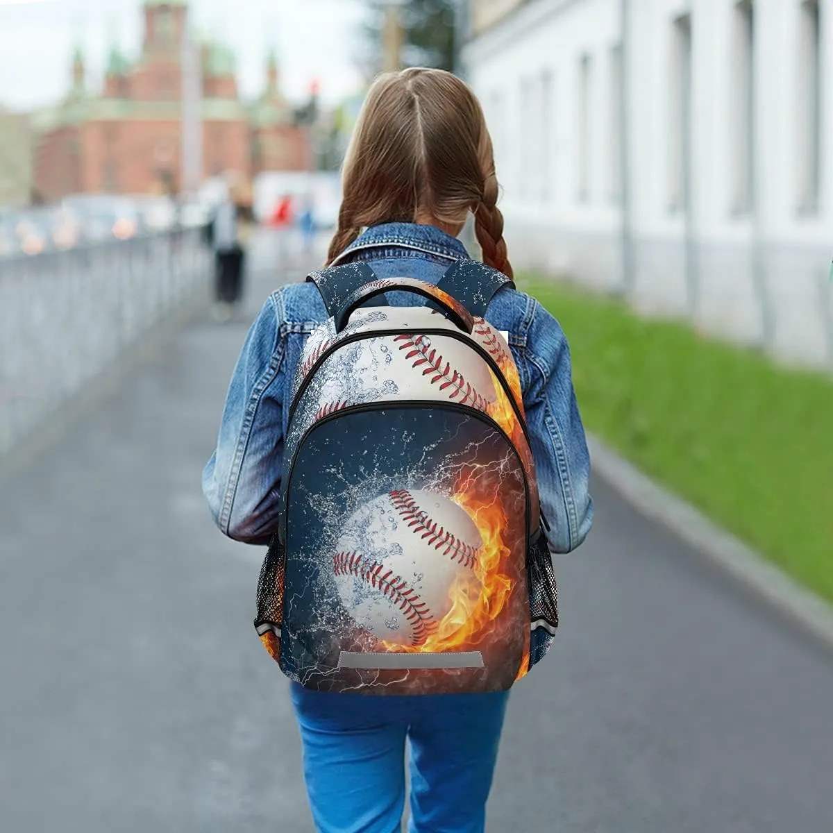 panksolu Baseball Water Fire Backpacks Lightweight Laptop Backpack School Book Bag Travel Hiking Daypack for Women Men Kids…