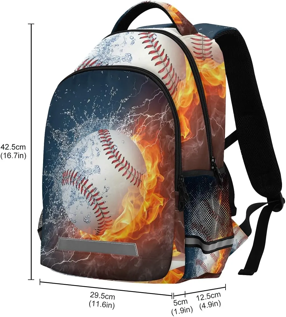 panksolu Baseball Water Fire Backpacks Lightweight Laptop Backpack School Book Bag Travel Hiking Daypack for Women Men Kids…