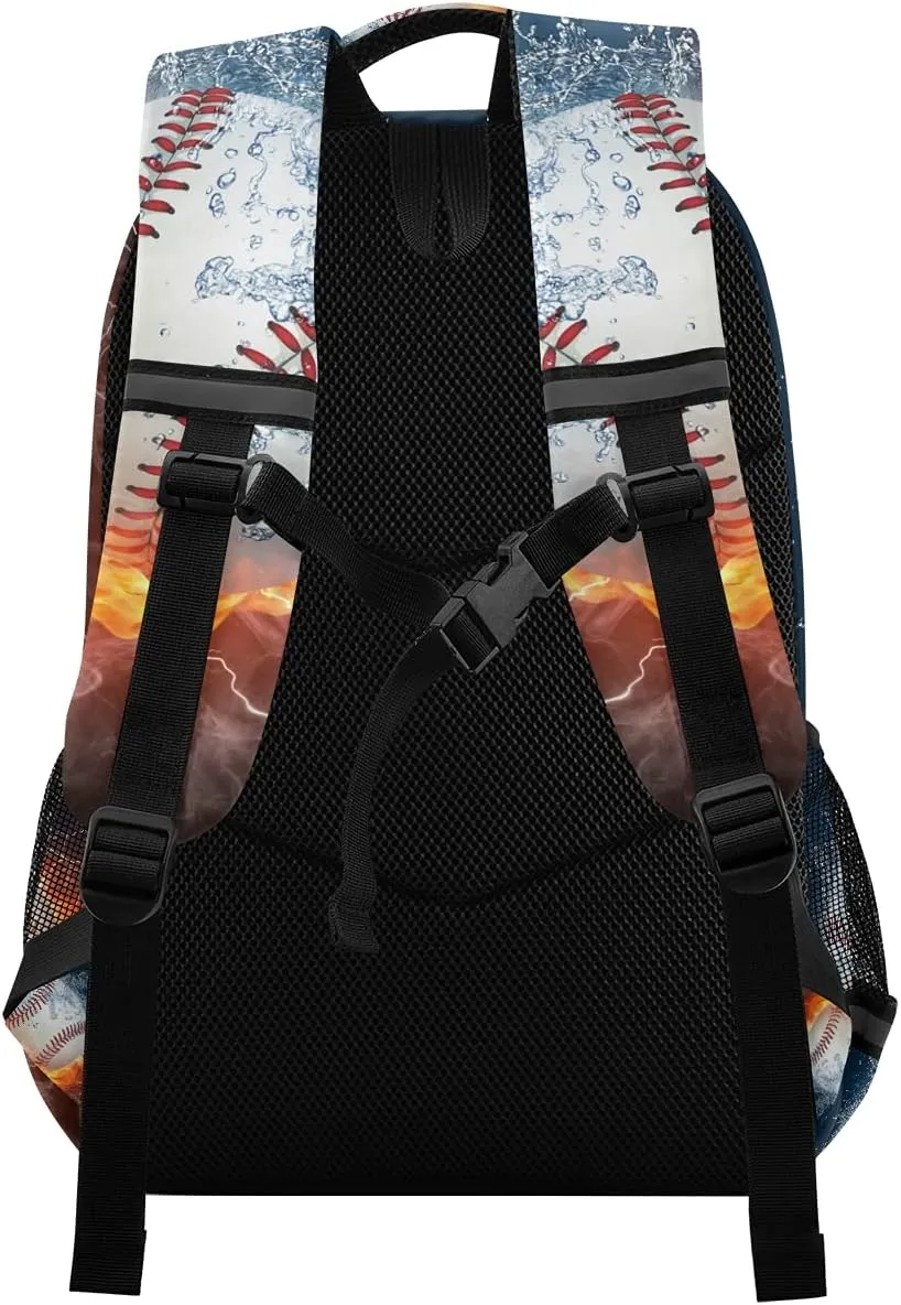 panksolu Baseball Water Fire Backpacks Lightweight Laptop Backpack School Book Bag Travel Hiking Daypack for Women Men Kids…