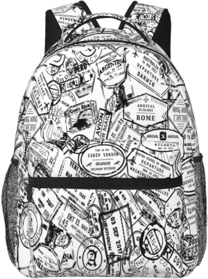 Passport Travel Stamp Backpacks 15 Inch Laptop Backpack Multipurpose Double Shoulder Bag For Men Women Gifts