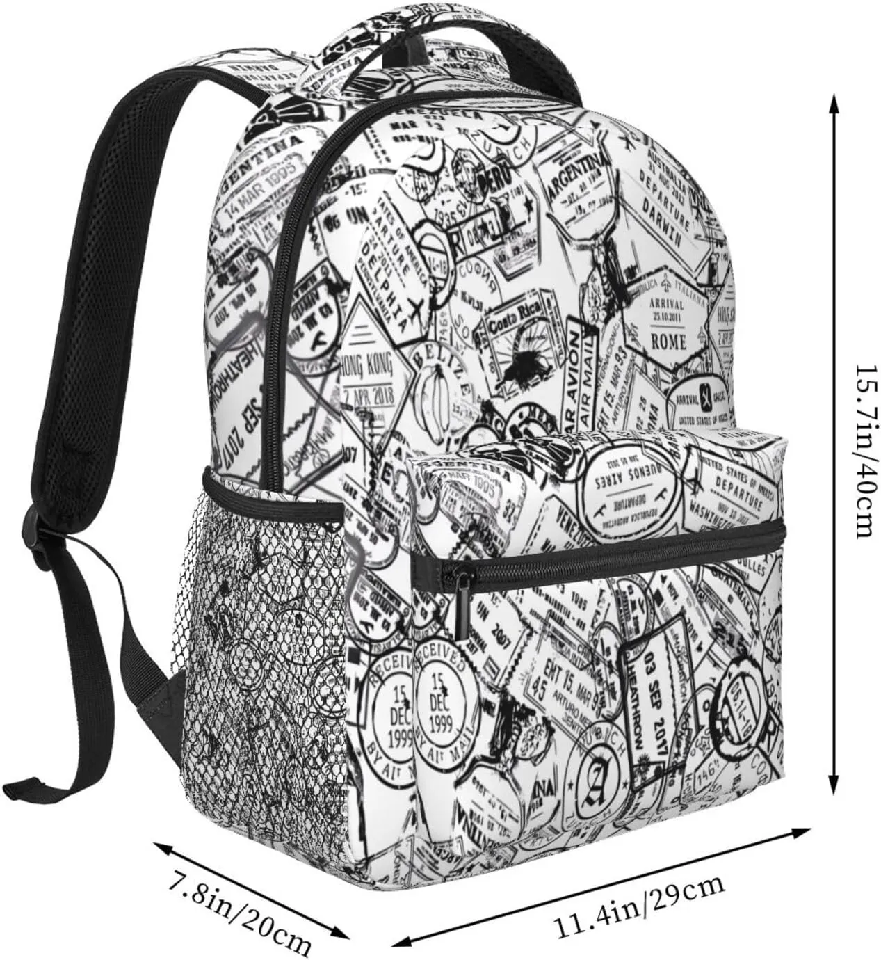 Passport Travel Stamp Backpacks 15 Inch Laptop Backpack Multipurpose Double Shoulder Bag For Men Women Gifts