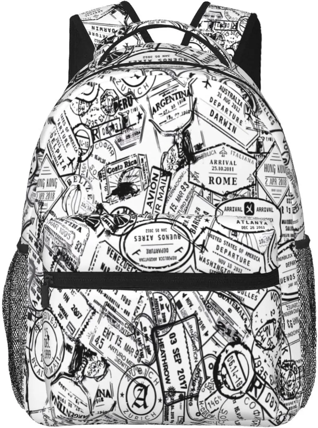 Passport Travel Stamp Backpacks 15 Inch Laptop Backpack Multipurpose Double Shoulder Bag For Men Women Gifts