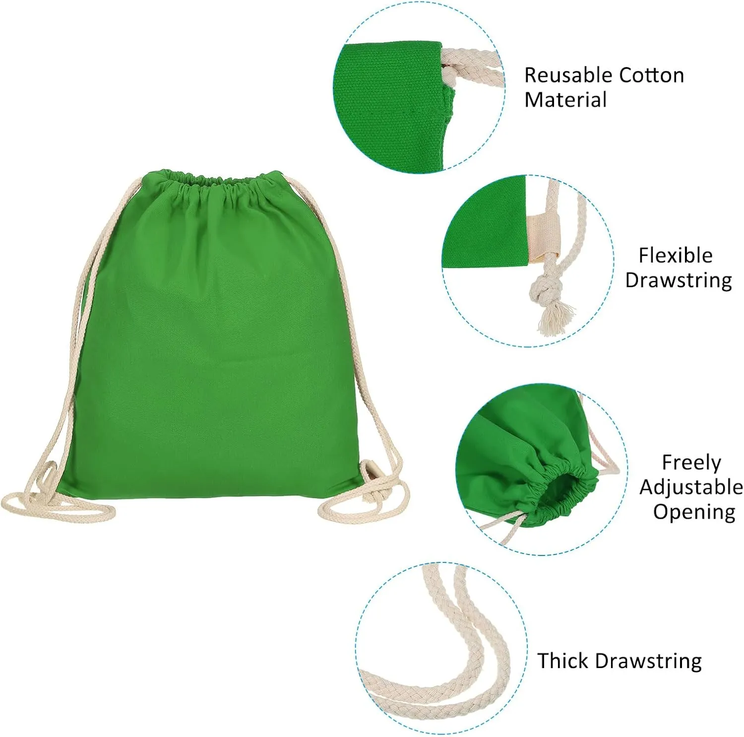 PATIKIL Cotton Drawstring Bags, Cotton Drawstring Backpack Foldable Sports Gym Bags for Women Men Gym Sports Trip, Green