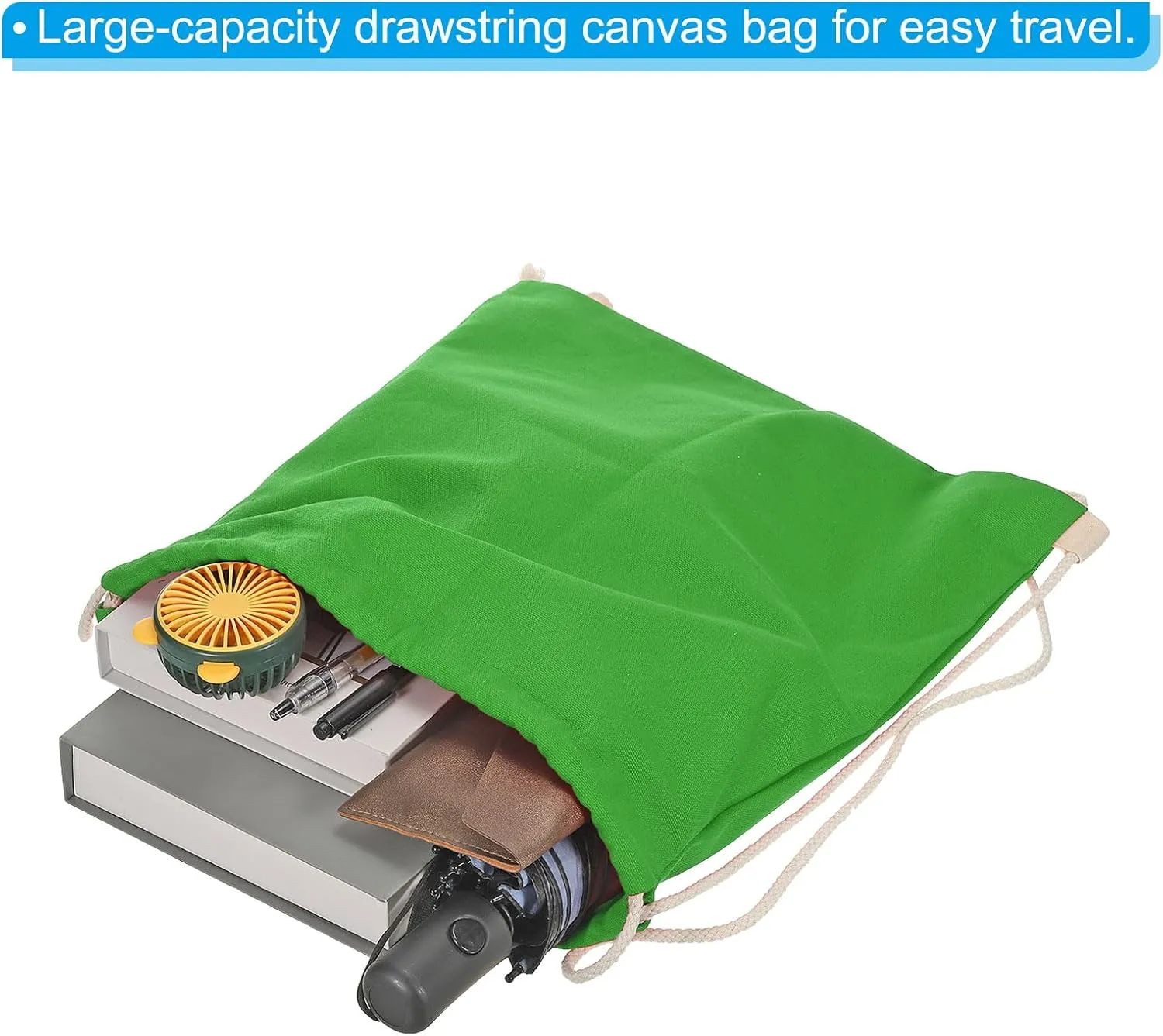 PATIKIL Cotton Drawstring Bags, Cotton Drawstring Backpack Foldable Sports Gym Bags for Women Men Gym Sports Trip, Green