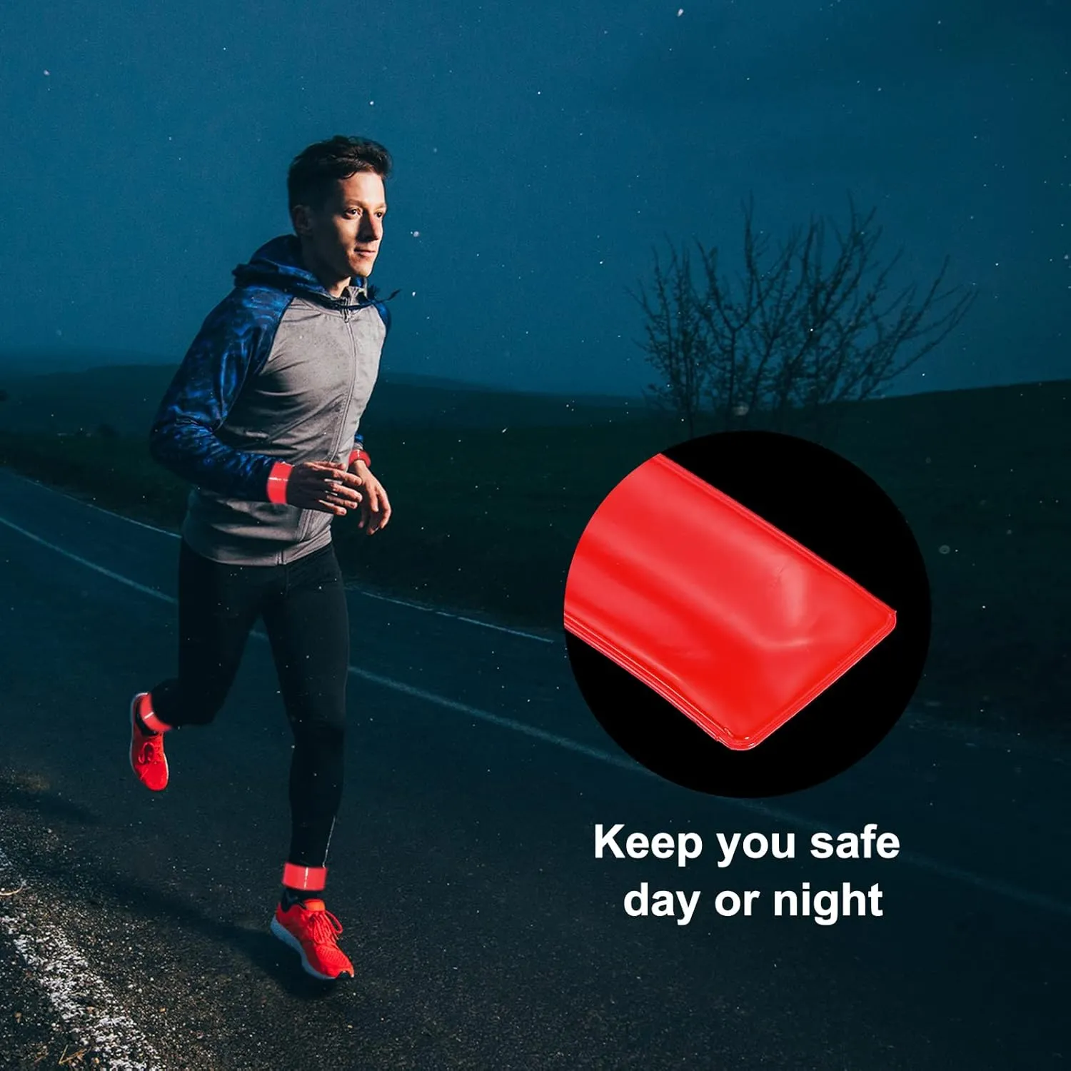 PATIKIL Reflective Bands, High Visibility Reflective Arm Wrist Ankle Band Safety Reflector Strips for Night Running Cycling