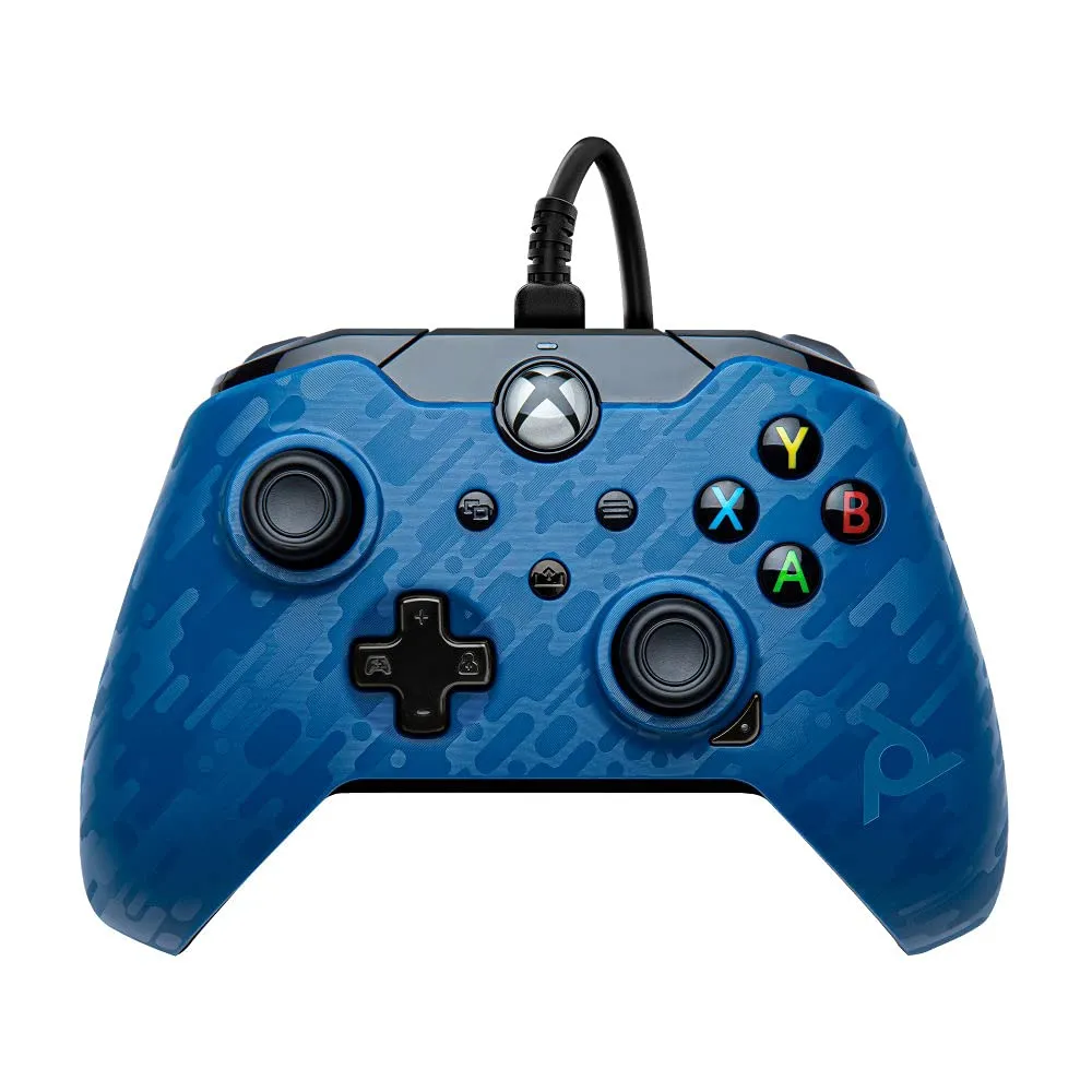PDP Wired Game Controller - Xbox Series X|S, Xbox One, PC/Laptop Windows 10, Steam Gaming Controller - Perfect for FPS Games - Dual Vibration Videogame Gamepad - Blue Camo/Camouflage