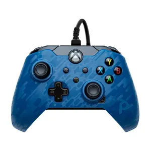 PDP Wired Game Controller - Xbox Series X|S, Xbox One, PC/Laptop Windows 10, Steam Gaming Controller - Perfect for FPS Games - Dual Vibration Videogame Gamepad - Blue Camo/Camouflage
