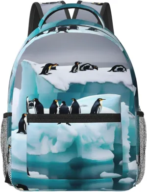 Penguins On The Iceberg Print Multifunctional Laptop Backpack For Men Women, Travel Backpack Carry On Flight Approved