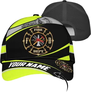 Personalise Firefighter Badge and Flame Pattern Truckers Hats with Mesh Back Summer Firefighter Meshback Cap Gift for Men