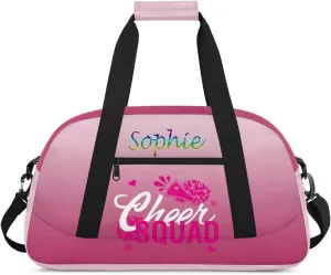 Personalized Cheer Gym Bag, Custom Sport Duffel Bag for Cheerleader, Dance Bag Overnight Weekender Bags Travel Duffel Bag for Women, Dark Pink Gradient Cheer