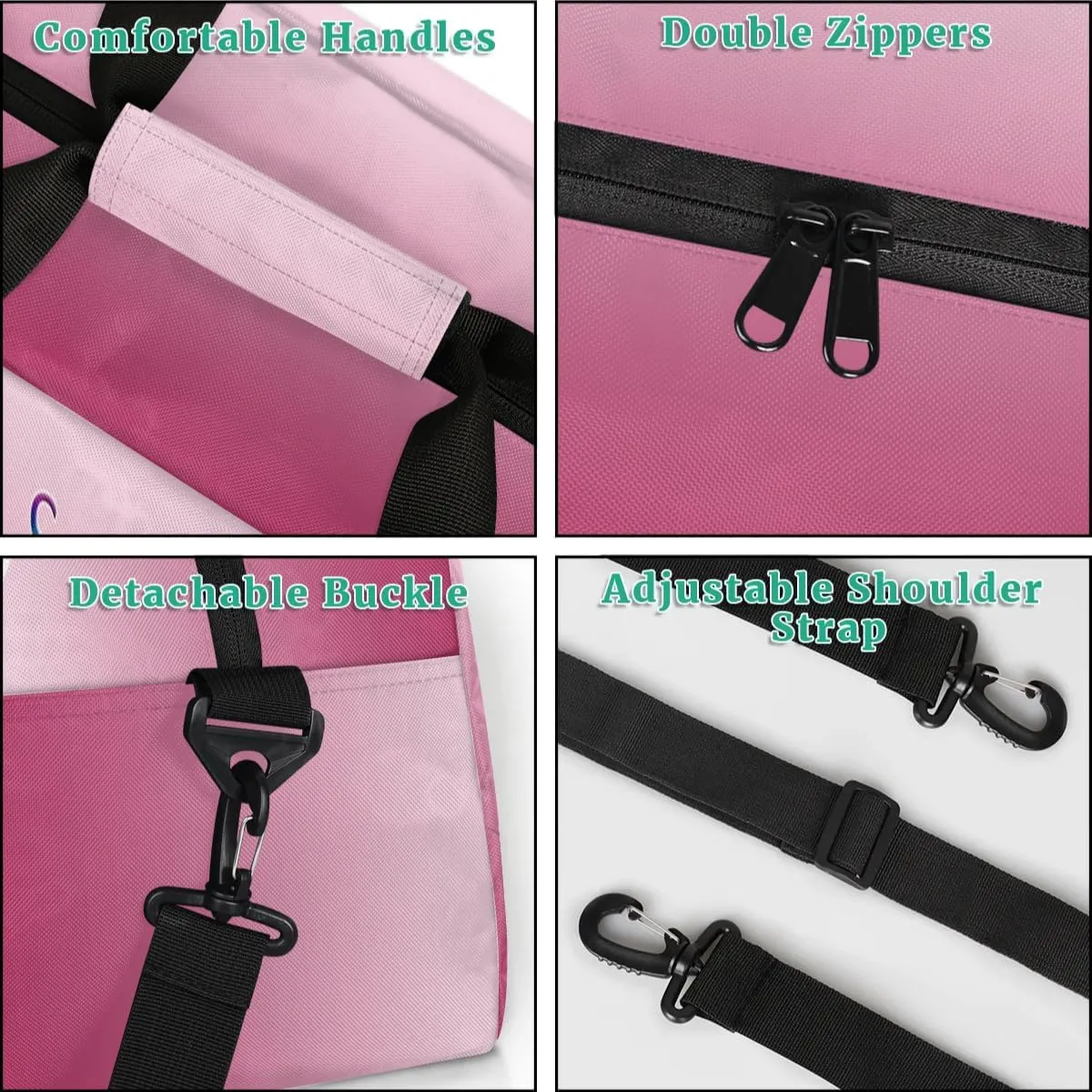 Personalized Cheer Gym Bag, Custom Sport Duffel Bag for Cheerleader, Dance Bag Overnight Weekender Bags Travel Duffel Bag for Women, Dark Pink Gradient Cheer