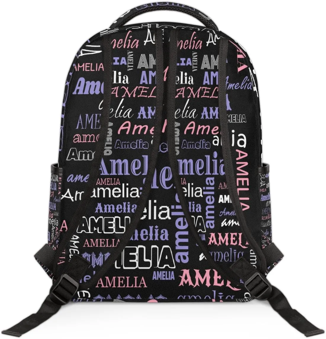 Personalized Name Laptop Backpacks Large Custom Shoulder Bags for Women Men Waterproof Travel Casual Daypack Laptop Bag Gifts 16.1in, Black Purple