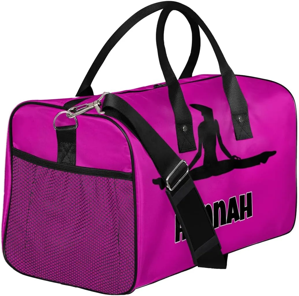 Personalized Sport Deep Pink Dance Bag Custom Duffle Bag, Fitness Yoga Gym Bag Customized Travel Duffel Bag