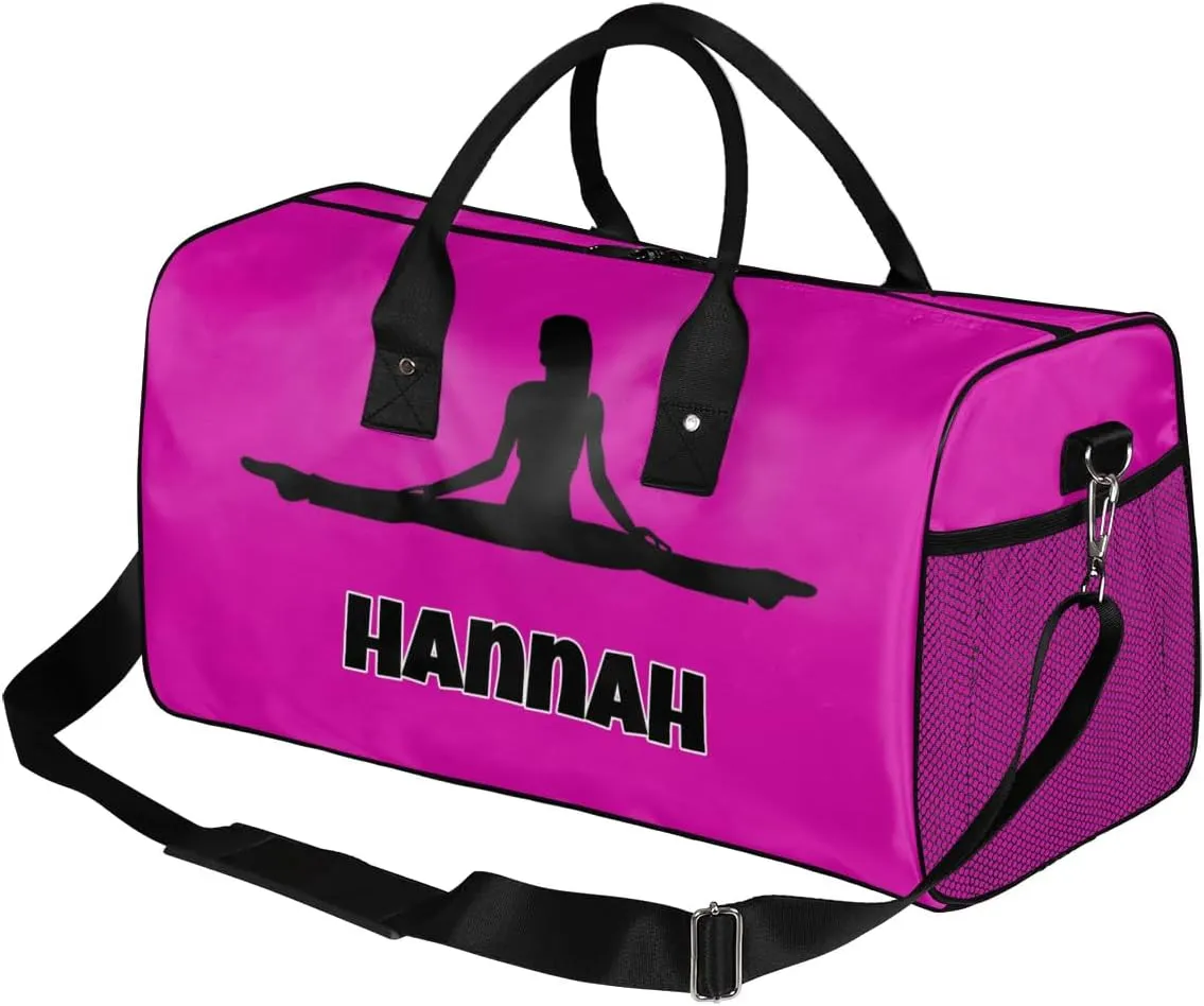 Personalized Sport Deep Pink Dance Bag Custom Duffle Bag, Fitness Yoga Gym Bag Customized Travel Duffel Bag