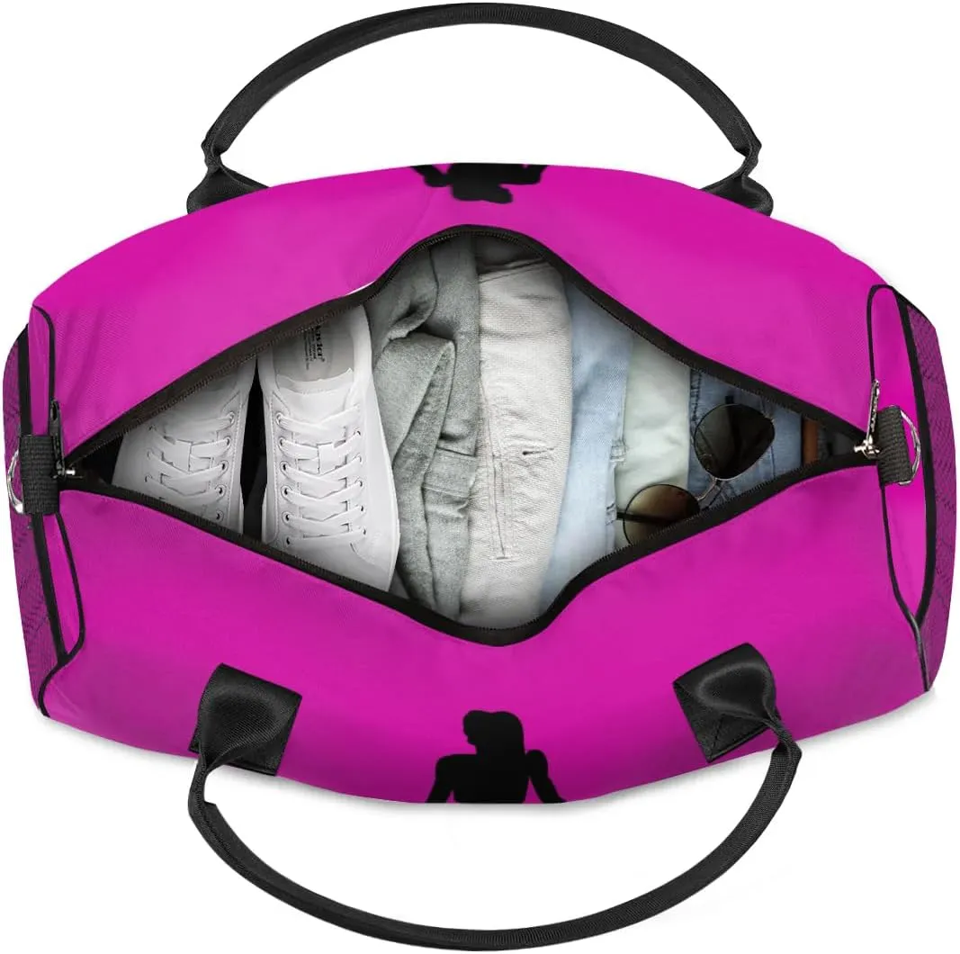 Personalized Sport Deep Pink Dance Bag Custom Duffle Bag, Fitness Yoga Gym Bag Customized Travel Duffel Bag