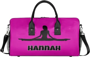 Personalized Sport Deep Pink Dance Bag Custom Duffle Bag, Fitness Yoga Gym Bag Customized Travel Duffel Bag