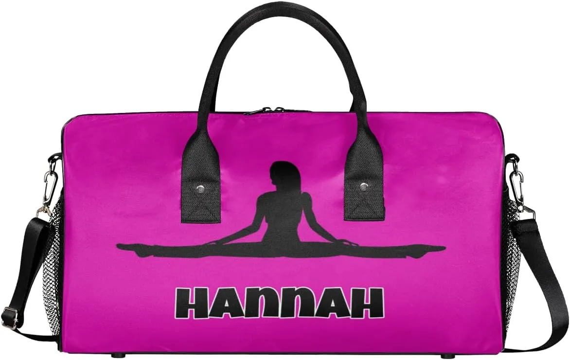 Personalized Sport Deep Pink Dance Bag Custom Duffle Bag, Fitness Yoga Gym Bag Customized Travel Duffel Bag