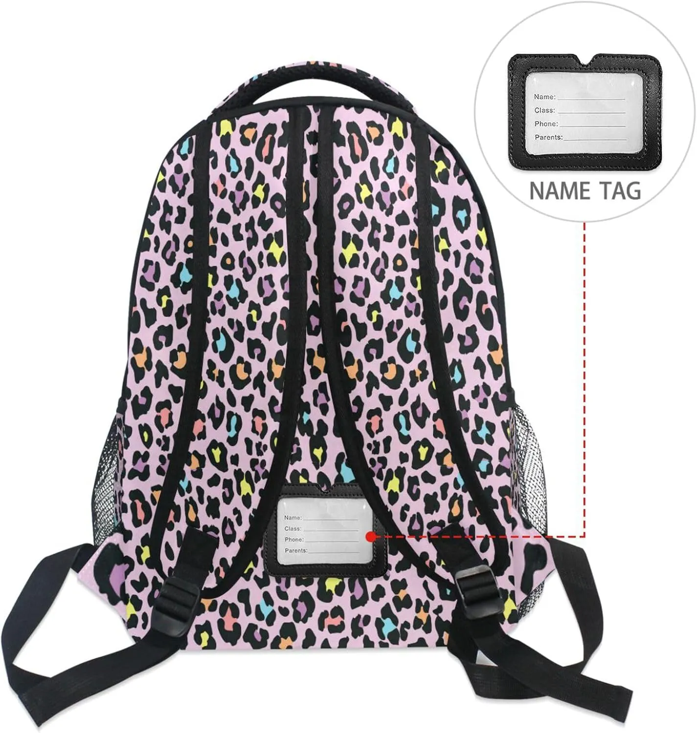 Pfrewn Custom Backpacks Personalized Cute Leopard Bookbag with Name Boys Girls School Backpack 16"