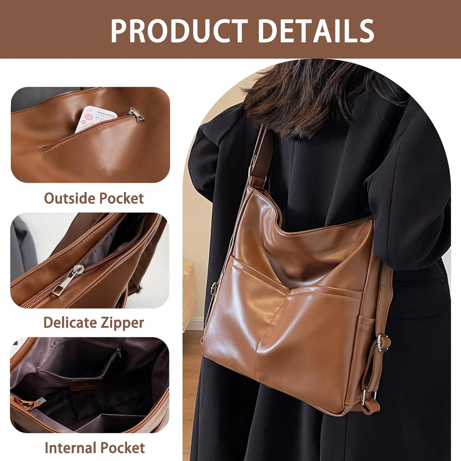 PILCAVE Convertible Tote Bag Backpack Purse for Women Multi Pocket Tote Bag Handbags Crossbody Shoulder Bag