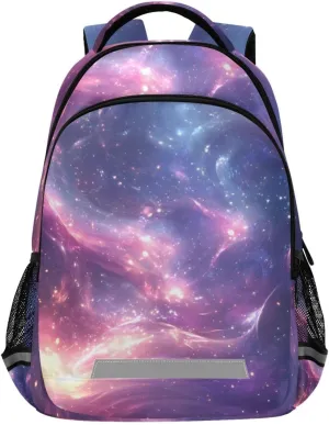 Pink Nebula School Backpack for boys girls Bookbag for College Travel Backpacks with Laptop Compartment