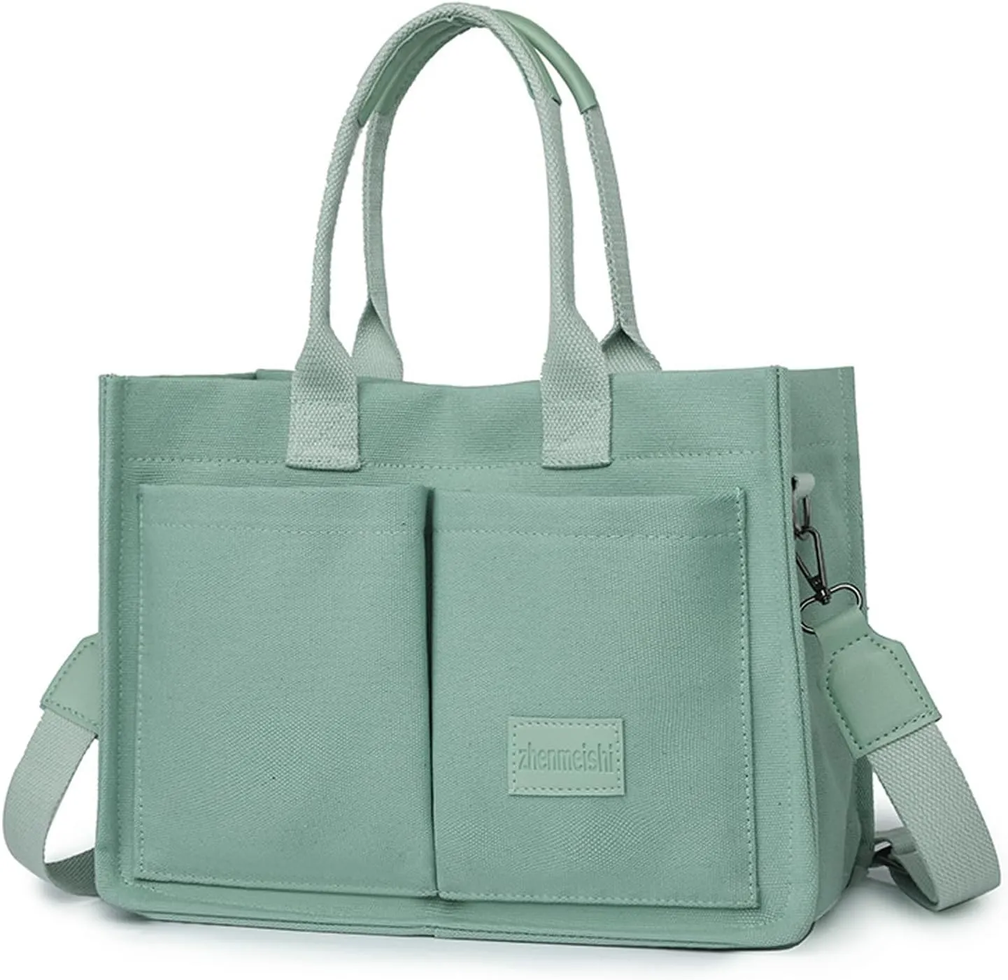 Pink Tote Bags for Women, Laptop Canvas Handbags Large Shoulder Crossbody Bag for Teacher Nurse School Multi Pocket